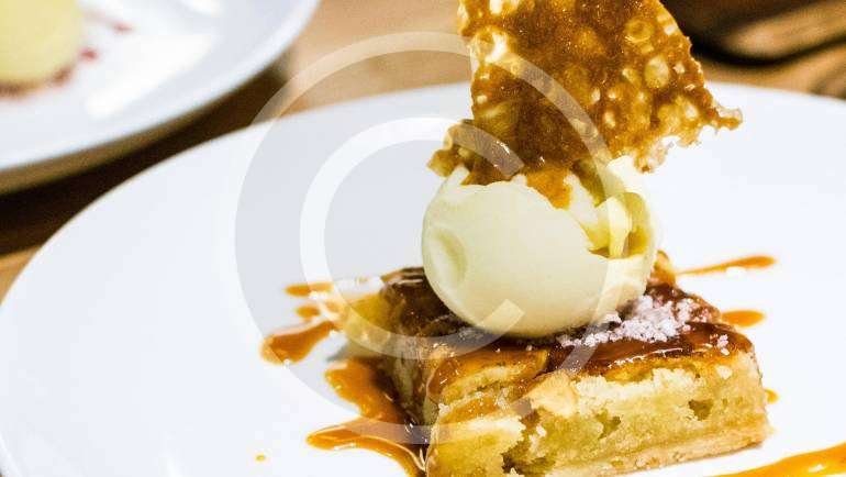 Nut Cake with Ice-Cream